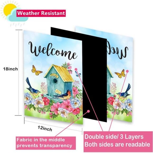 Seasonal Garden Flags Set of 12 Double Sided Easter Spring Garden Flag - Picture 2 of 7